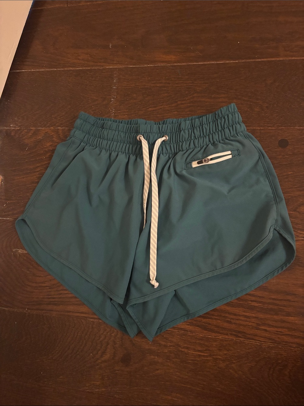 Vuori Teal Athletic Shorts with White Drawstring